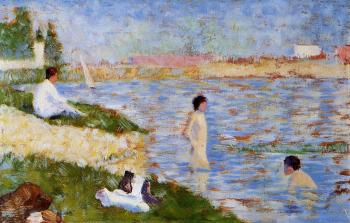 Bathing at Asnieres, Bathers in the Water